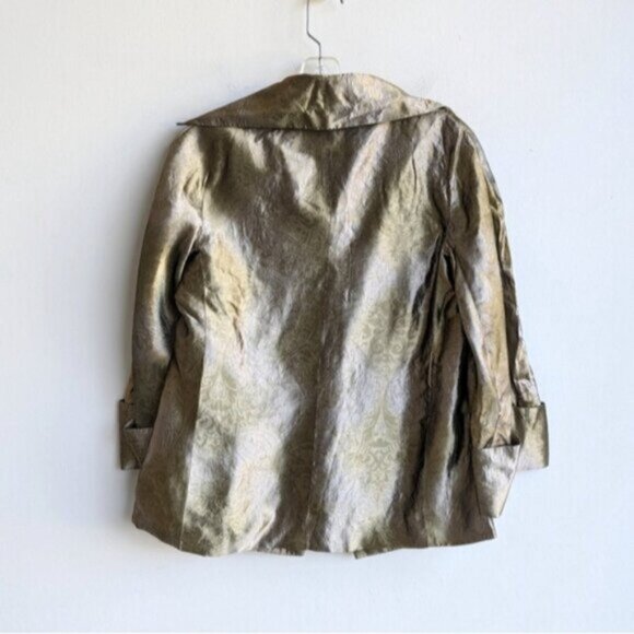 Gold metallic floral paisley Bianca Nygard open jacket - Picture 3 of 8